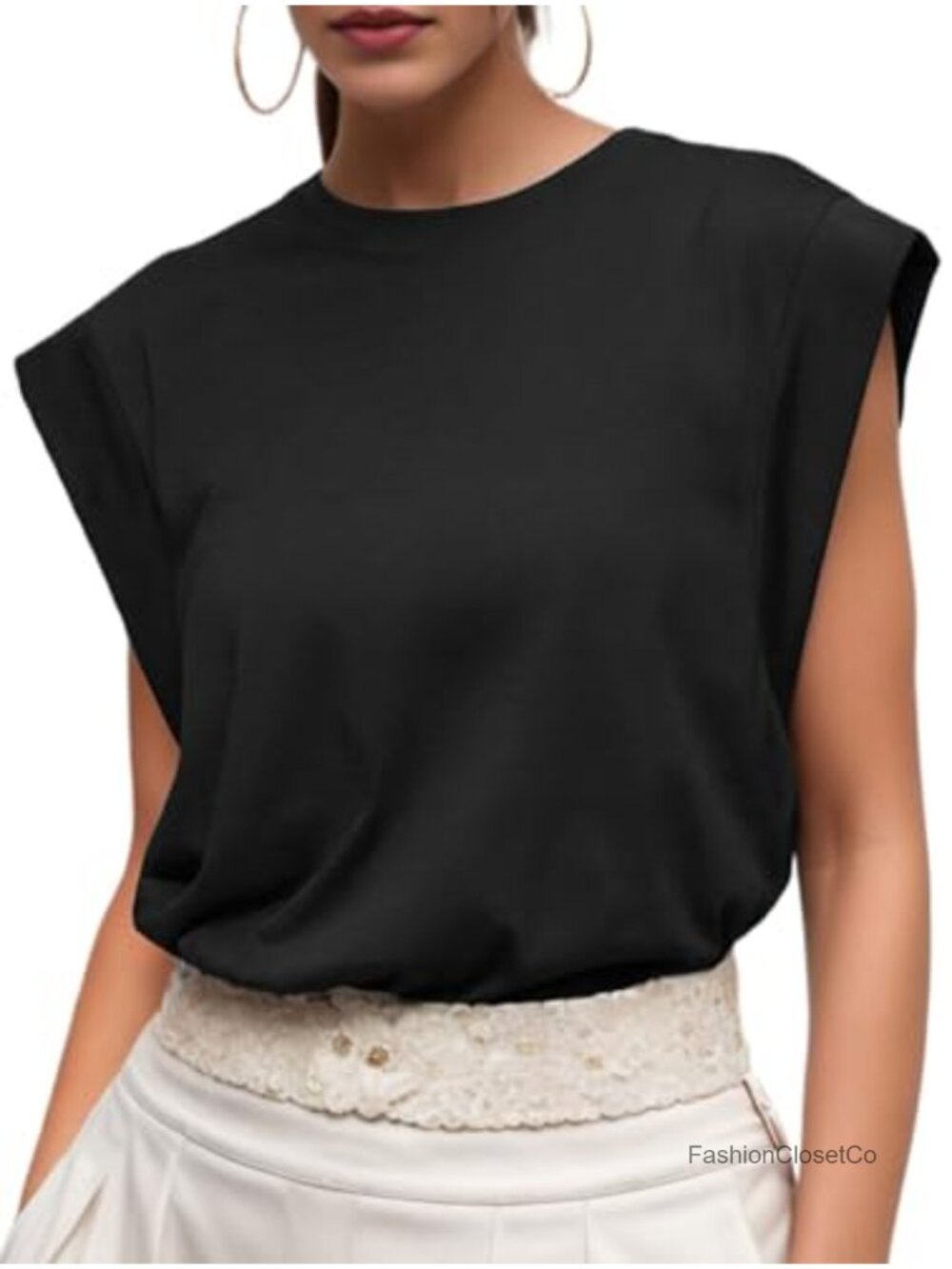 Cap Sleeve Tank Top Summer Casual Tee Loose Fit Crew Neck Basic Work Vacation